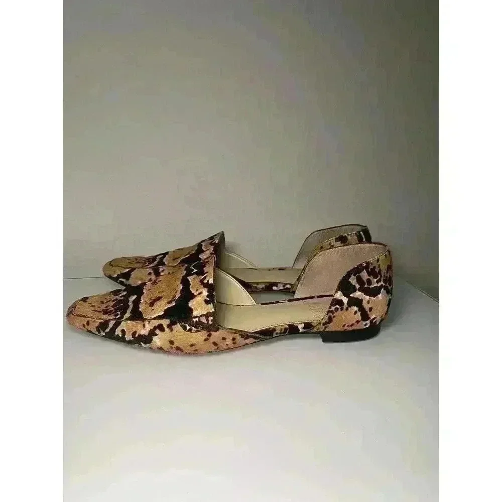 Vince Camuto Animal Print Real Cow Hair Kordie 3 Flats Size 7.5 Women's Unique